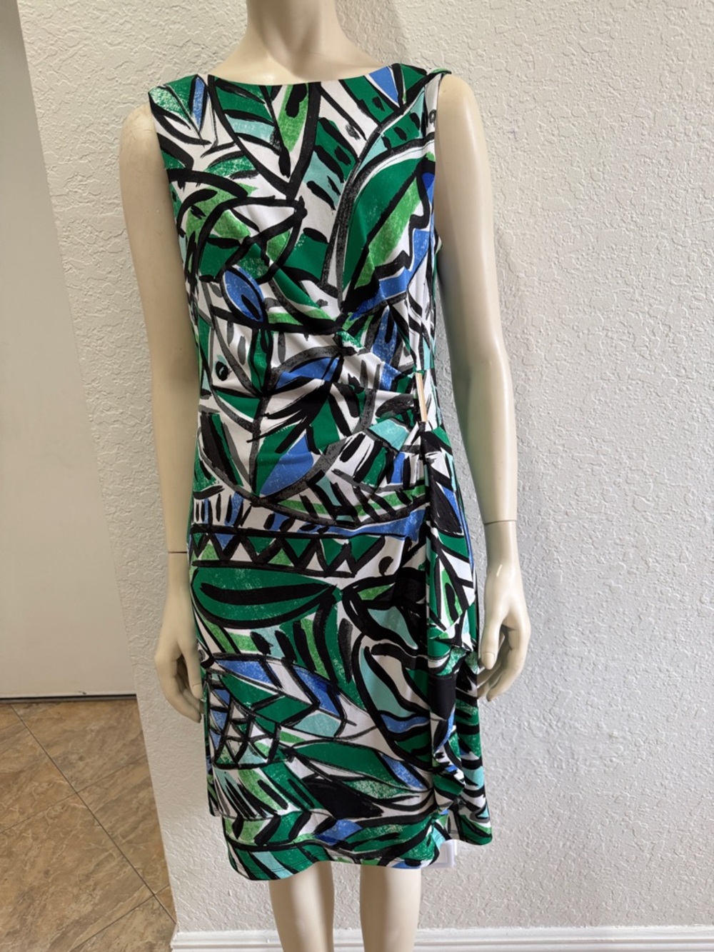 I.N. Studio Green and Blue Abstract Midi Sheath Dress (preowned)
